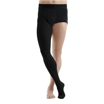 Sigvaris Essential Thermoregulating Unisex Class 2 Thigh Black Compression Stocking with Waist Attachment