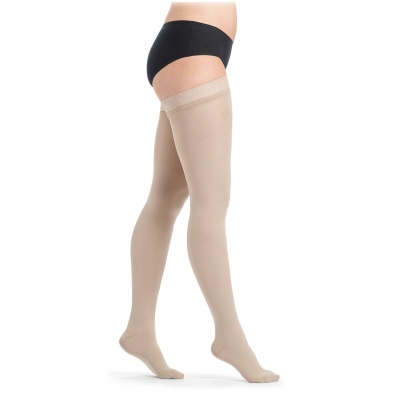 Sigvaris Style Semitransparent Class 1 Thigh Savannah Compression Stockings with Lace Grip