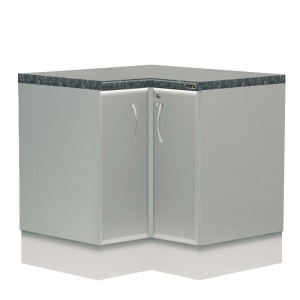 Sunflower Medical L-Shaped Corner Base Cabinet in Titanium