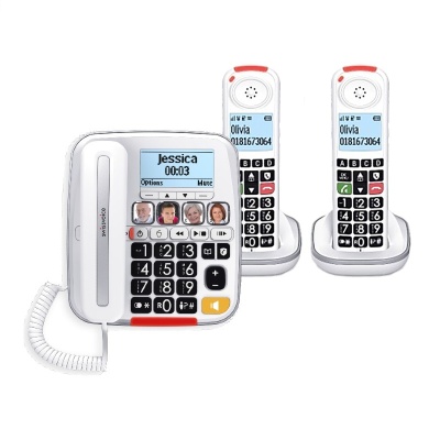 Swissvoice Xtra 3355 Corded Amplified Telephone and Two Extra Cordless Handsets