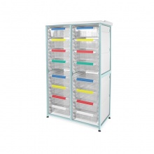 Bristol Maid Double-Column Caretray Rack with Sixteen Deep Trays