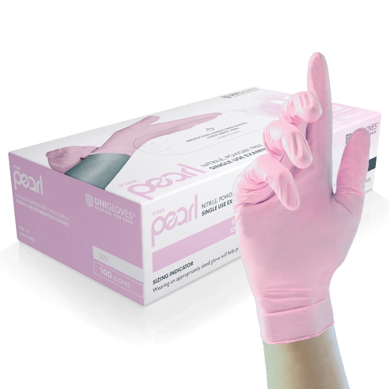 Unigloves Pink Nitrile Disposable Examination Gloves