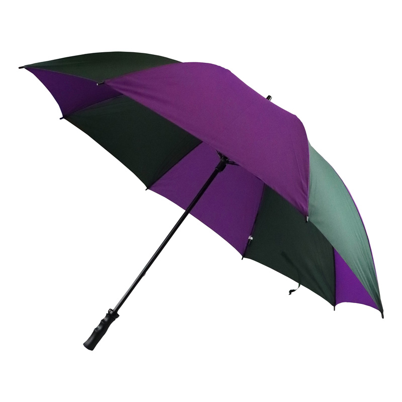 Purple and Green Large-Canopy Windproof Golf Umbrella with Lightweight Fibreglass Shaft