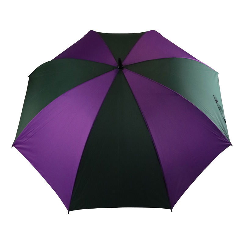 Purple and Green Large-Canopy Windproof Golf Umbrella with Lightweight Fibreglass Shaft