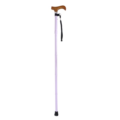 Ziggy Adjustable Mini Folding Walking Stick with Wooden Derby Handle (Pastel Lilac)