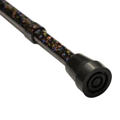 Ziggy Black Floral Shock-Absorbing Height-Adjustable Walking Stick with Anatomical Handle