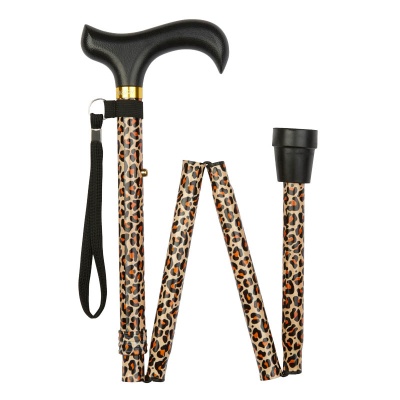 Ziggy Leopard Print Folding Adjustable Walking Stick